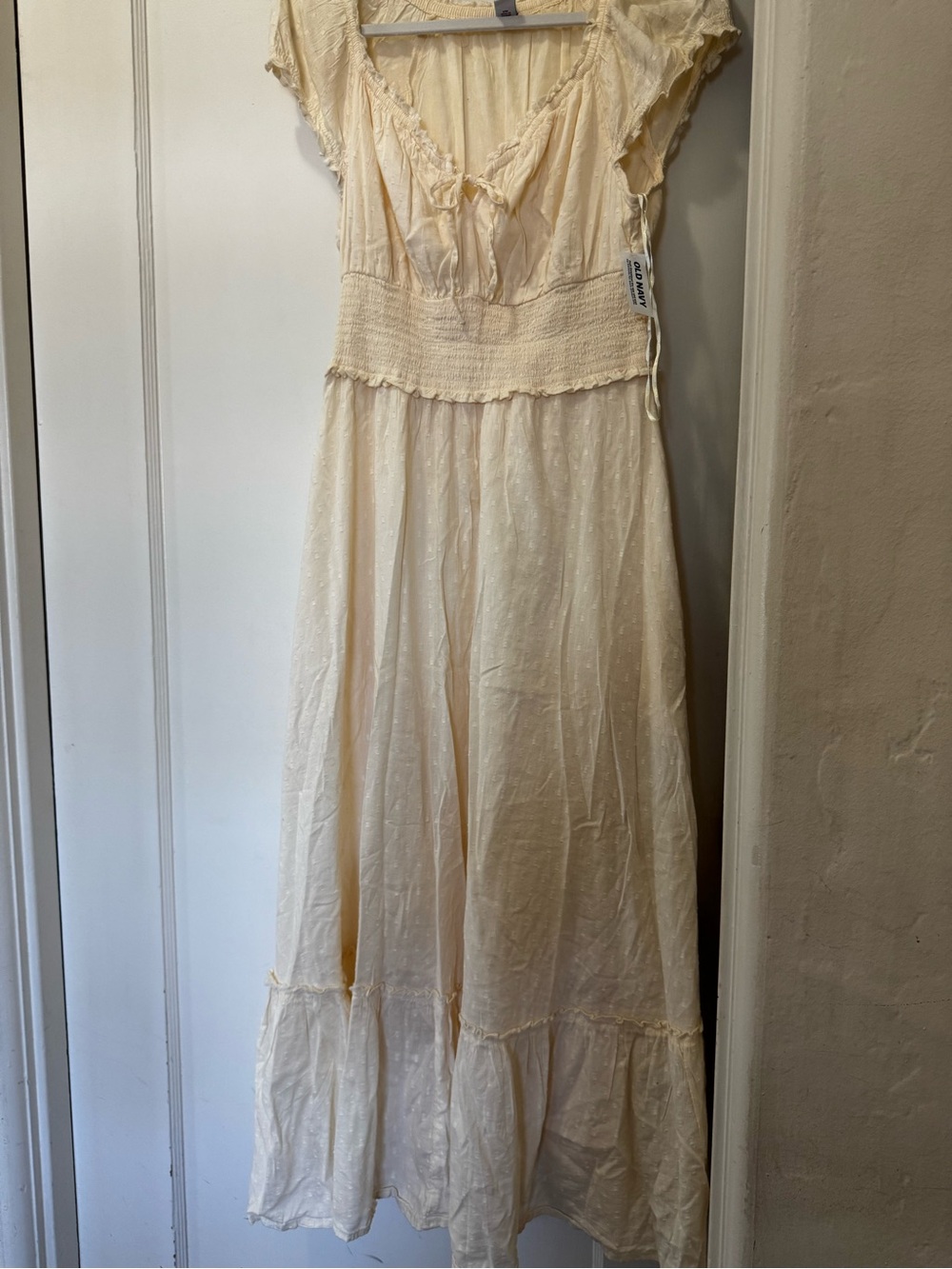 Old Navy Cream Ruffle Maxi Dress
